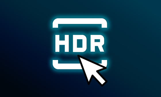 暗い背景にクリック矢印が付いたHDRアイコン
