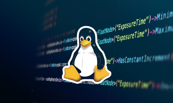 Linuxのロゴとプログラミングコード