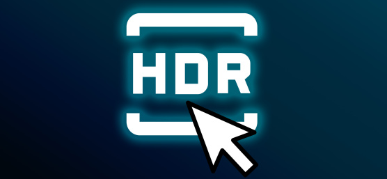 暗い背景にクリック矢印が付いたHDRアイコン