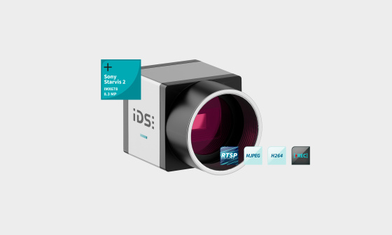 IDS ueye SCP監視カメラ、Sony Starvis 2搭載、RTSP、MJEG、H264、RECアイコン