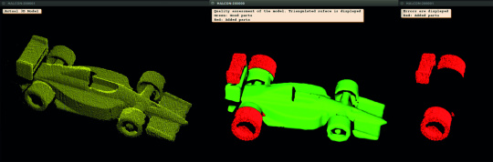 HALCON 3D 画像処理により、物体と基準モデルとの小さな差異も検出できます。画像: IDS によるデ モ、Control 2018、Ensenso 3D ステレオビジョンカメラで撮影。