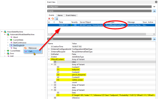 カメラからの ResultReadyEvent を EventView で受信する。