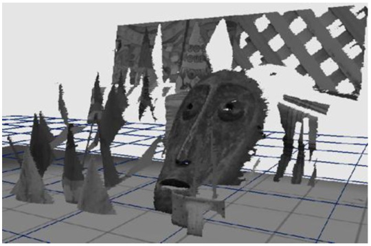 視差マップとカメラキャリブレーションデータから生成された3Dサーフェスのビュー。