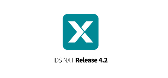 IDS NXT のロゴ： カラー IDS 背景に白の X、リリースバージョン 4.2