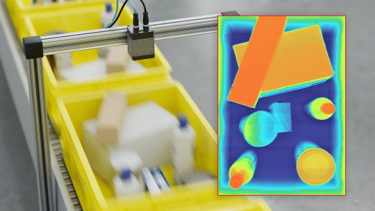 産業用容器とカラー3D解析の挿入画像
