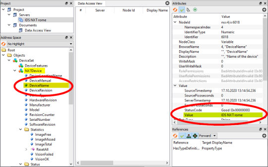 デバイス情報は、赤丸で示した NXTDevice タブで確認できます。
