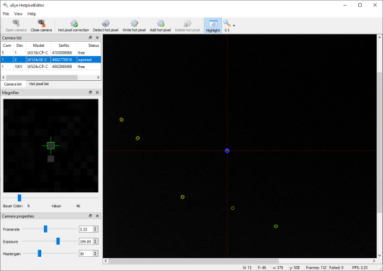 uEye Hotpixel Editor のスクリーンショット