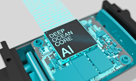 DEEP OCEAN CORE AIと書かれたチップが回路基板上で強調されている