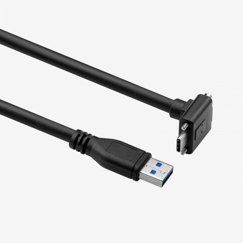USB 3、標準ケーブル、L 型コネクタ、ねじ込み式、5 m