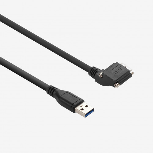 USB 3、標準ケーブル、 L 型コネクター左向き、ねじ込み式、3 m