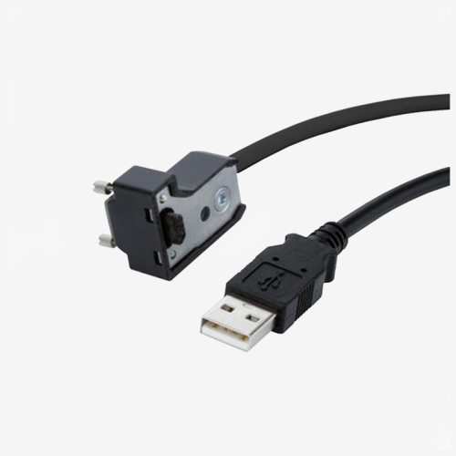 USB 2.0、標準ケーブル、 L 型コネクター、ねじ込み式、5 m